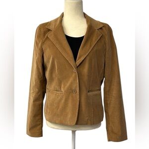 New Frontier Size M Tan Fine Wale Corduroy Cropped Blazer